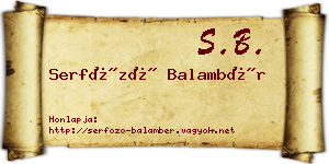 Serfőző Balambér névjegykártya